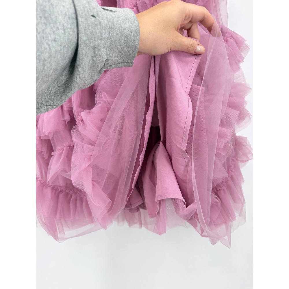 NEW JessaKae Isla Tulle Tiered Ruffle Flutter Sleeve Smocked Dress 1XL Lavendar - Picture 10 of 13